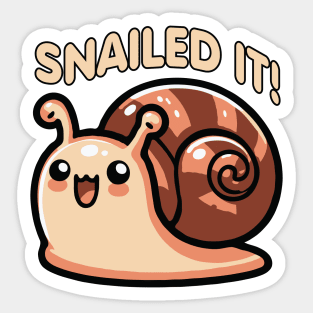 Snailed It Funny Snail Pun Sticker